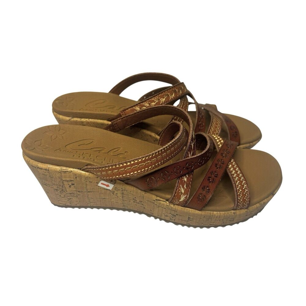 NEW Skechers Cali Beverlee Wedge Tiger Posse Size 8 Strappy Sandal Vacation Boho - Picture 3 of 6
